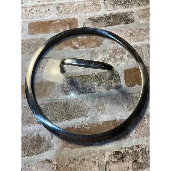 Pampered Chef 10.5 Inch Tempered Glass Replacement Lid Stainless Steel Rim Handl - Picture 1 of 4